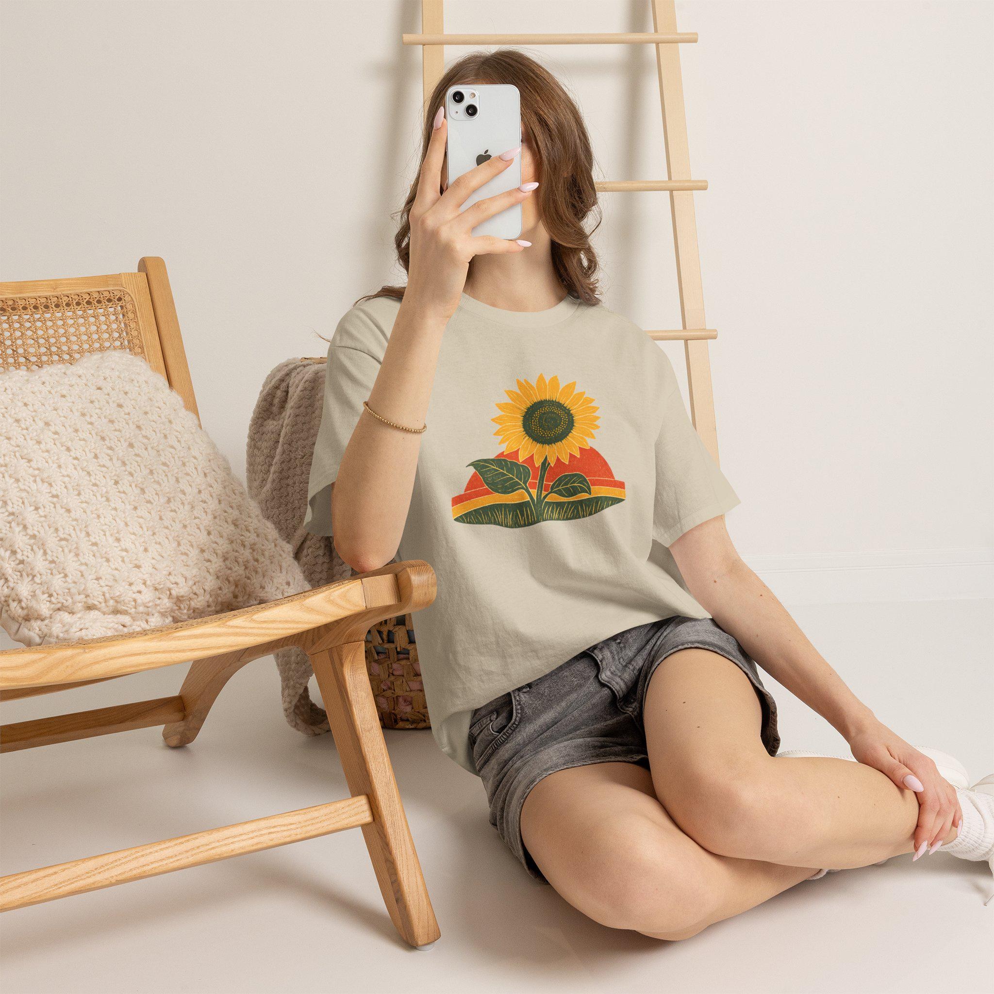 Retro Sunflower Sunset Shirt, Boho Graphic Tee, Sunflower Gift, view 11