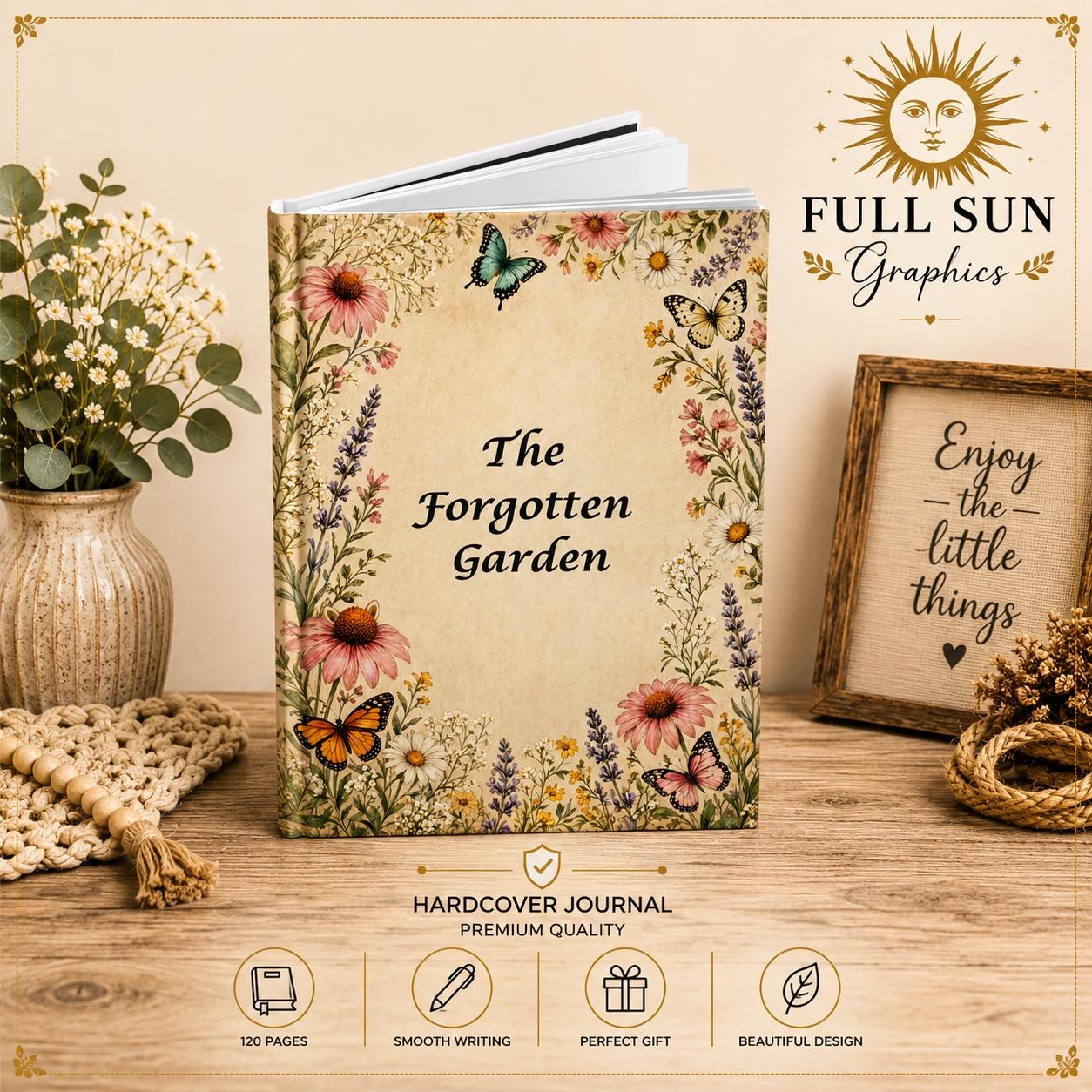 Botanical Floral Journal Hardcover, Vintage Butterfly Notebook for Women, view 2