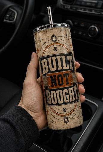 Built Not Bought Mechanic Tumbler, Vintage Garage Stainless Steel Cup, view 6