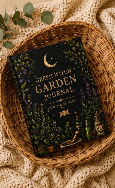 Herb Garden Journal, Green Witch Plant Hardcover Notebook, Gift for Gardener, view 11