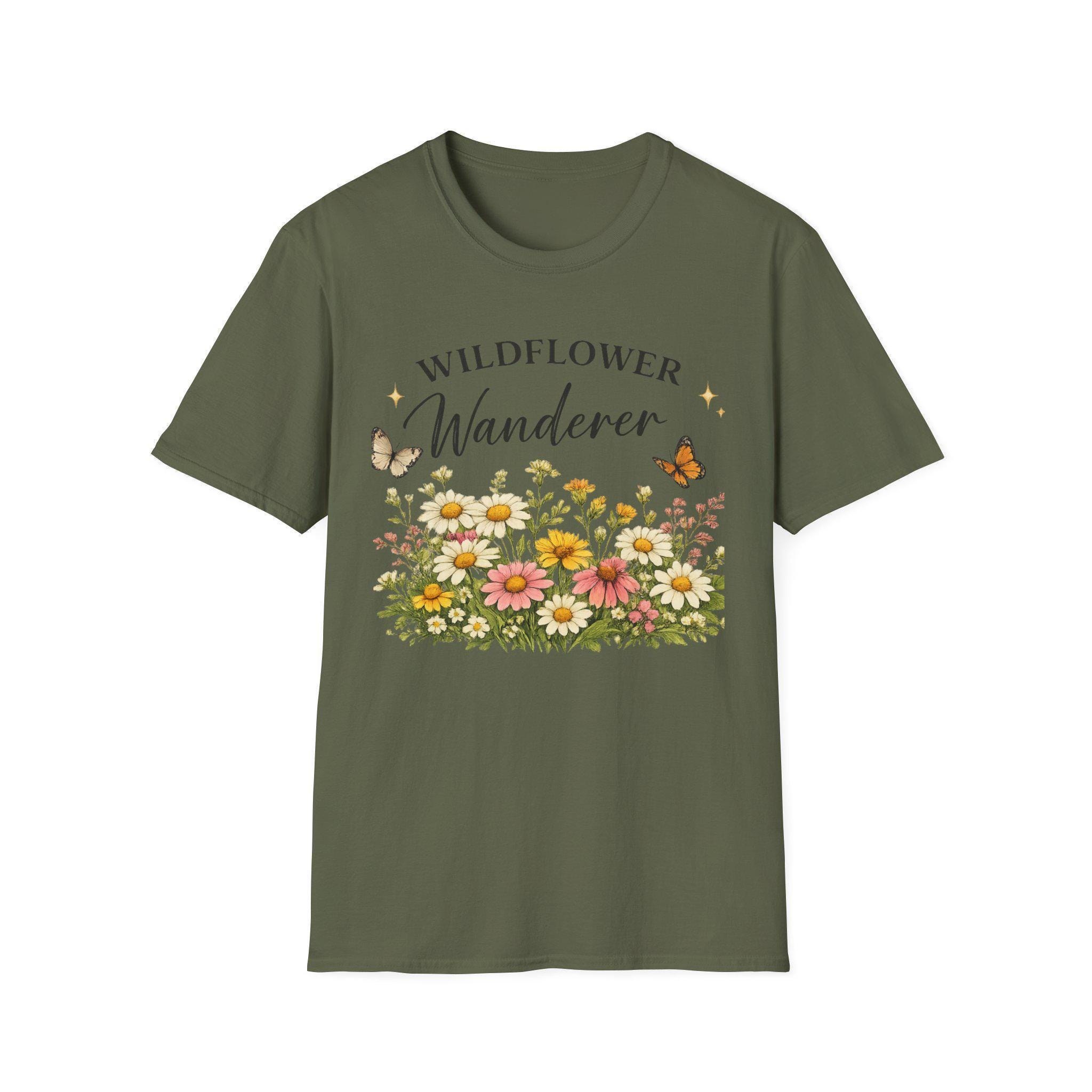 Wildflower T-Shirt, Botanical Butterfly Tee, Nature Lover Gift, view 5
