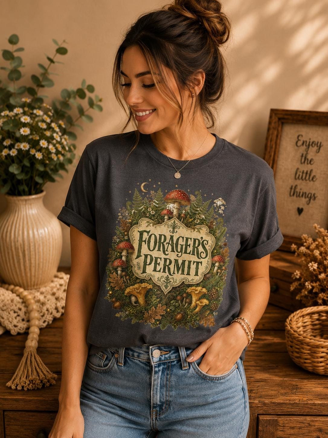 Mushroom Cottagecore Tee,Forager's Permit Shirt,Gift for Mushroom Hunter