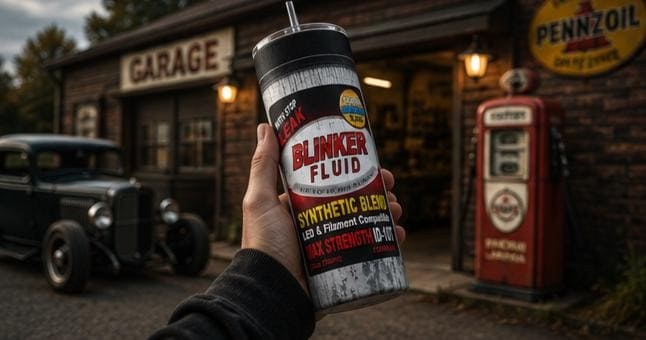 Blinker Fluid Tumbler | Funny Mechanic Gift, Insulated Stainless Steel Cup, view 4