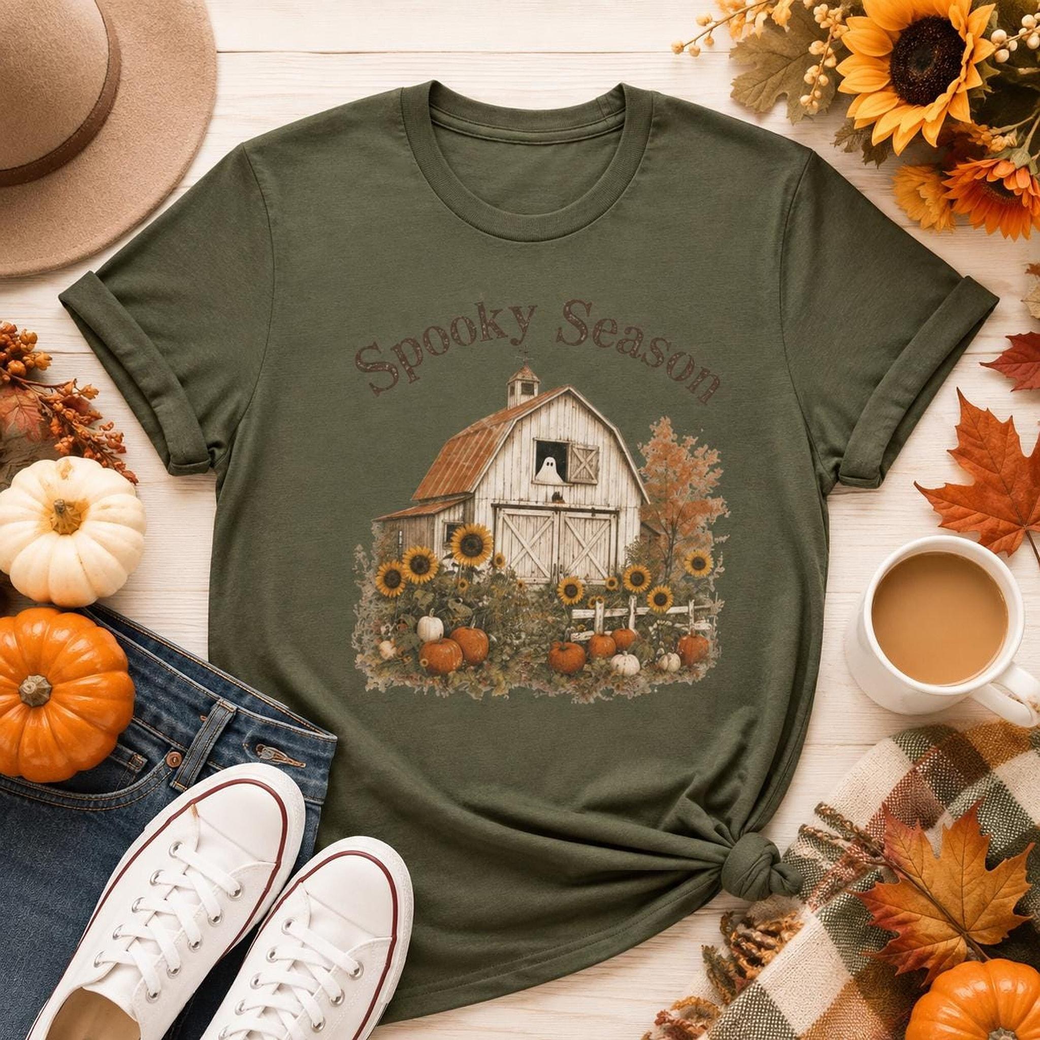 Sunflower Pumpkin Shirt, Fall Farmhouse Tee, Cozy Autumn Halloween Gift, view 2