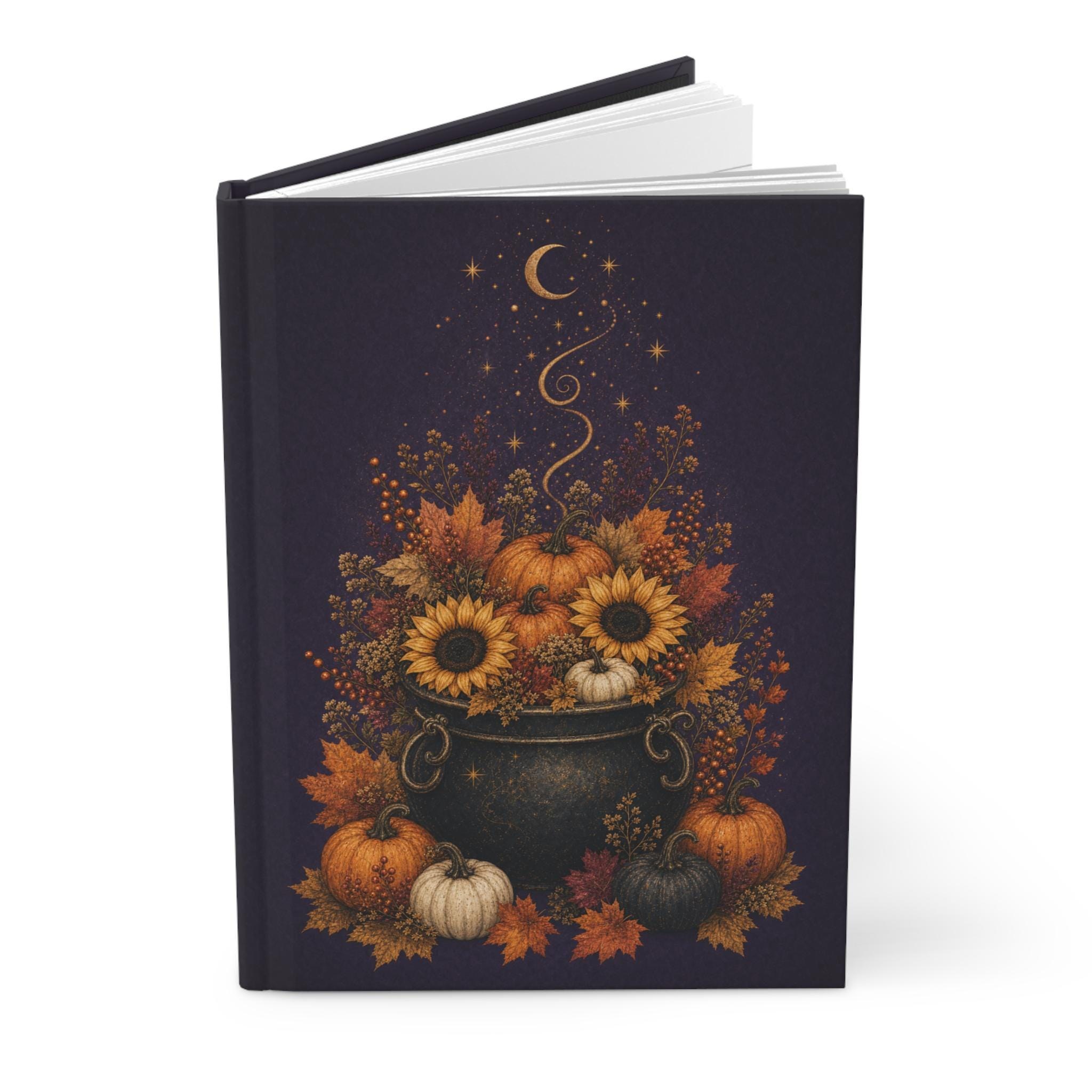 Fall Pumpkin Floral Journal, Sunflower Hardcover Notebook, Autumn Gift, view 4