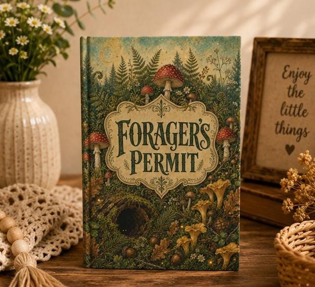 Mushroom Cottagecore Notebook,Forager's Permit Journal, Mushroom Forest Nature Gift