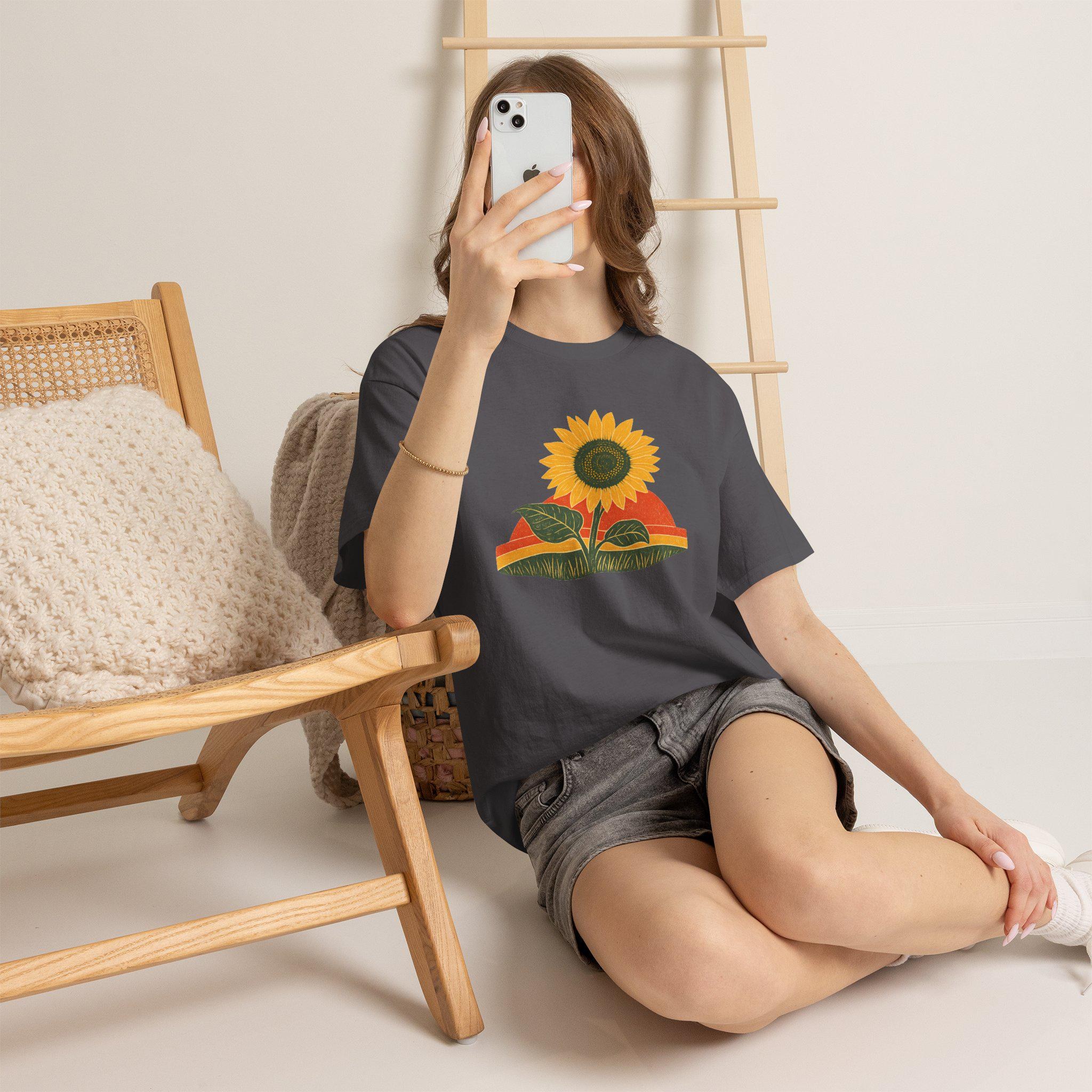 Retro Sunflower Sunset Shirt, Boho Graphic Tee, Sunflower Gift, view 14
