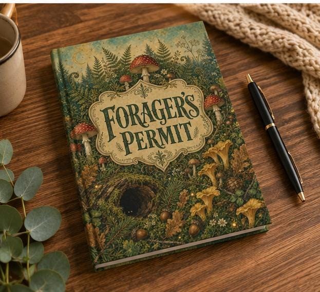 Mushroom Cottagecore Notebook,Forager's Permit Journal, Mushroom Forest Nature Gift, view 3