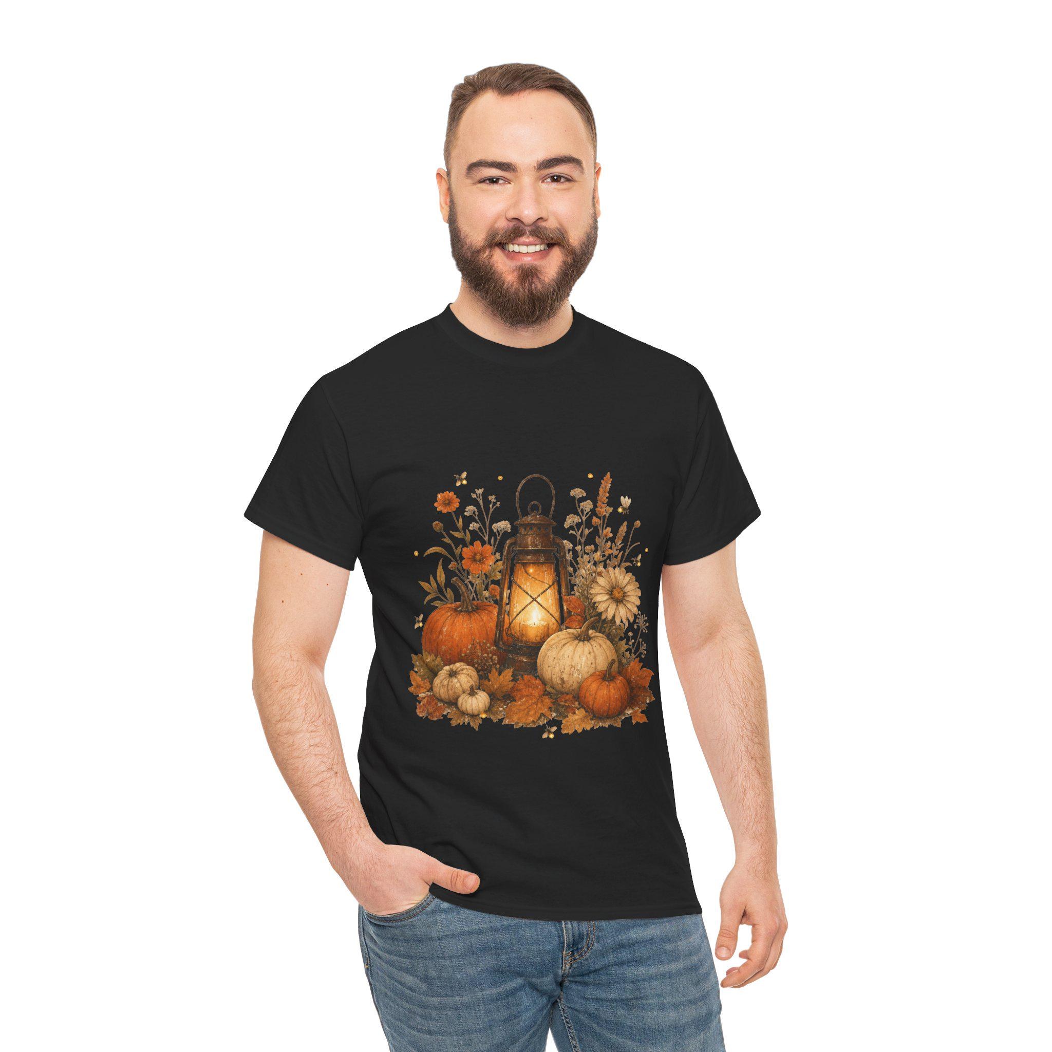Vintage Pumpkin T-Shirt, Autumn Lantern Fall Tee, Cotton Halloween Shirt, view 10