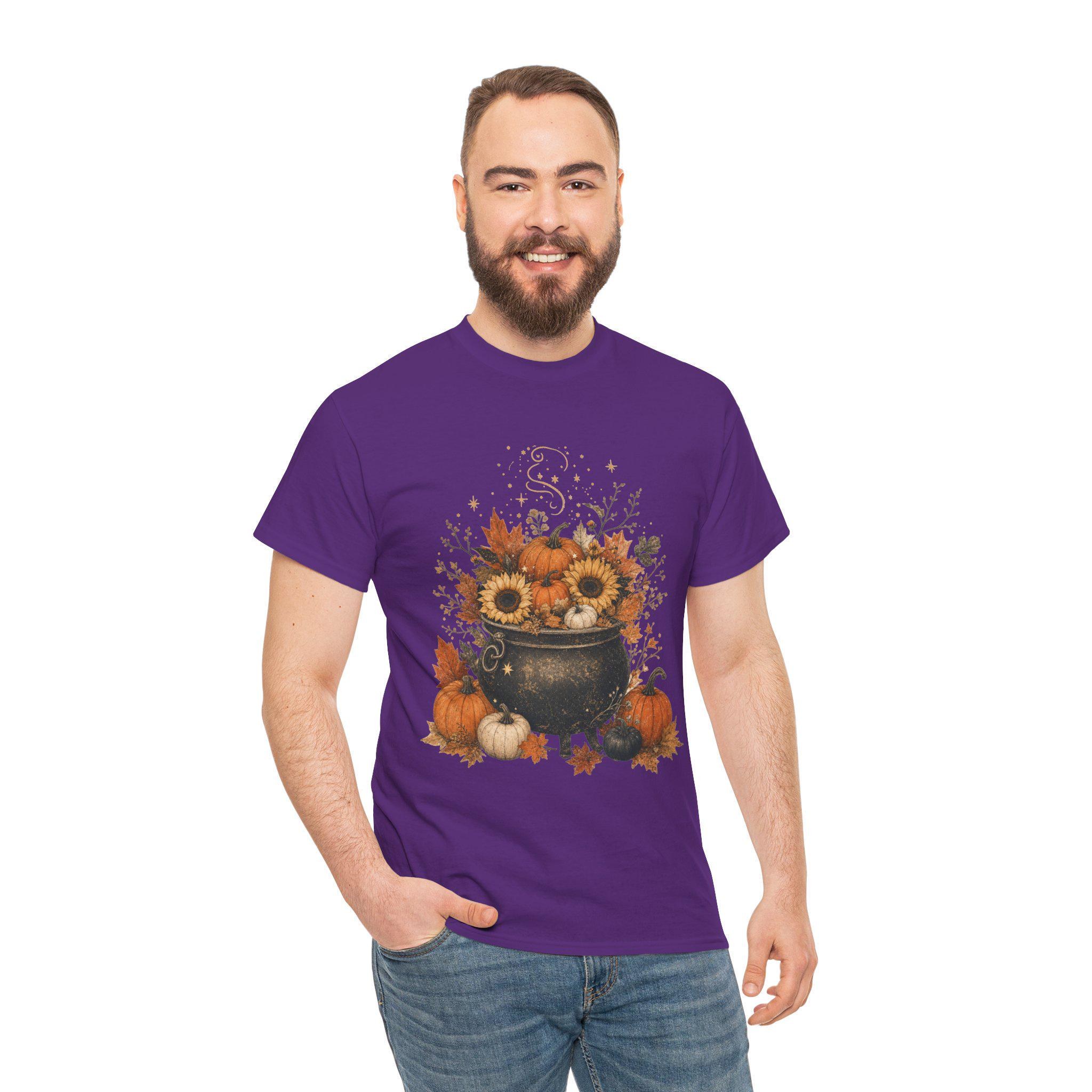 Pumpkin Witch Shirt, Cauldron Fall tee, Cozy Autumn Halloween Gift, view 14