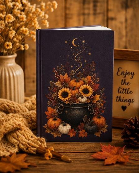 Fall Pumpkin Floral Journal, Sunflower Hardcover Notebook, Autumn Gift, view 7
