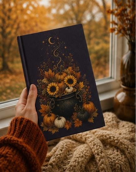 Fall Pumpkin Floral Journal, Sunflower Hardcover Notebook, Autumn Gift, view 2