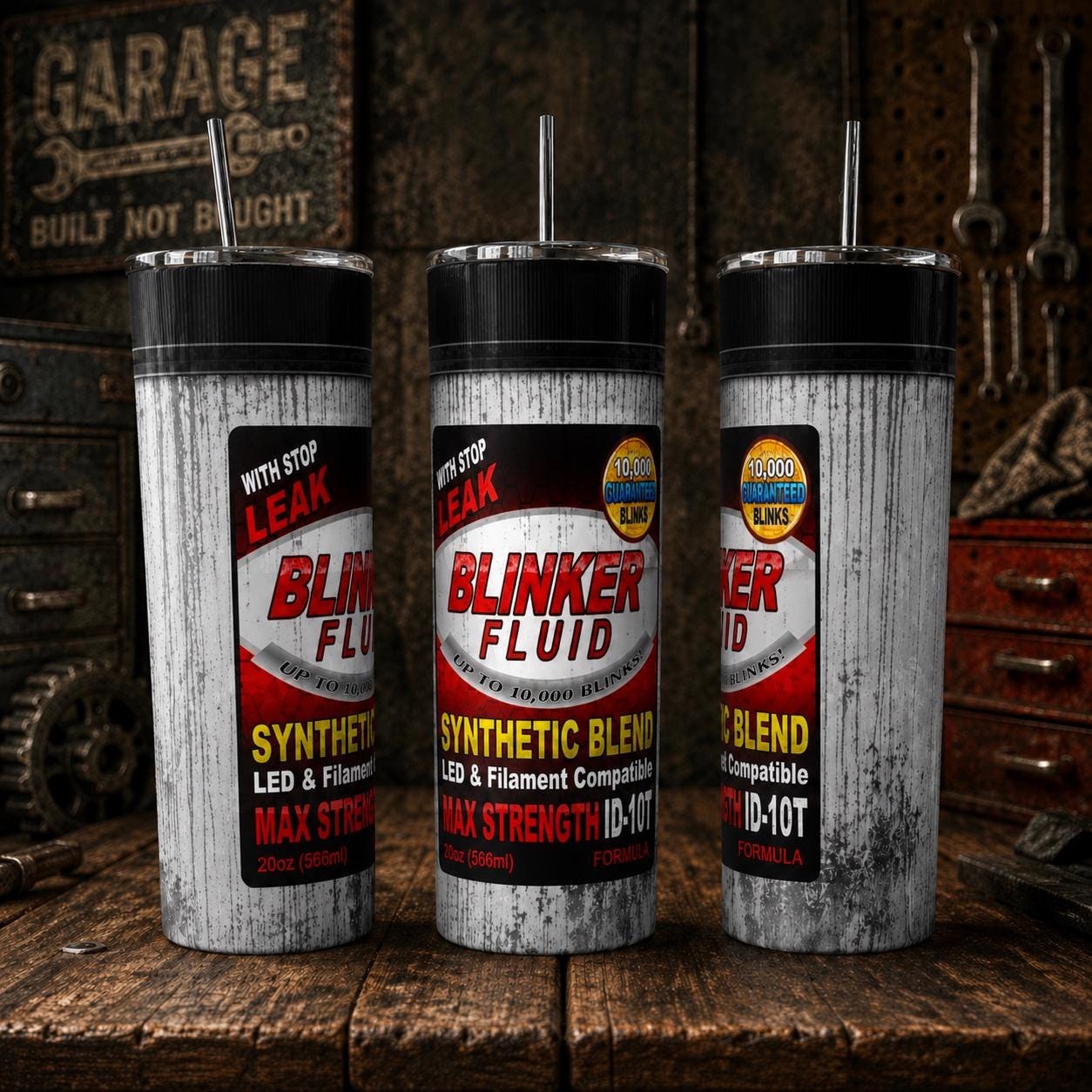 Blinker Fluid Tumbler | Funny Mechanic Gift, Insulated Stainless Steel Cup, view 2