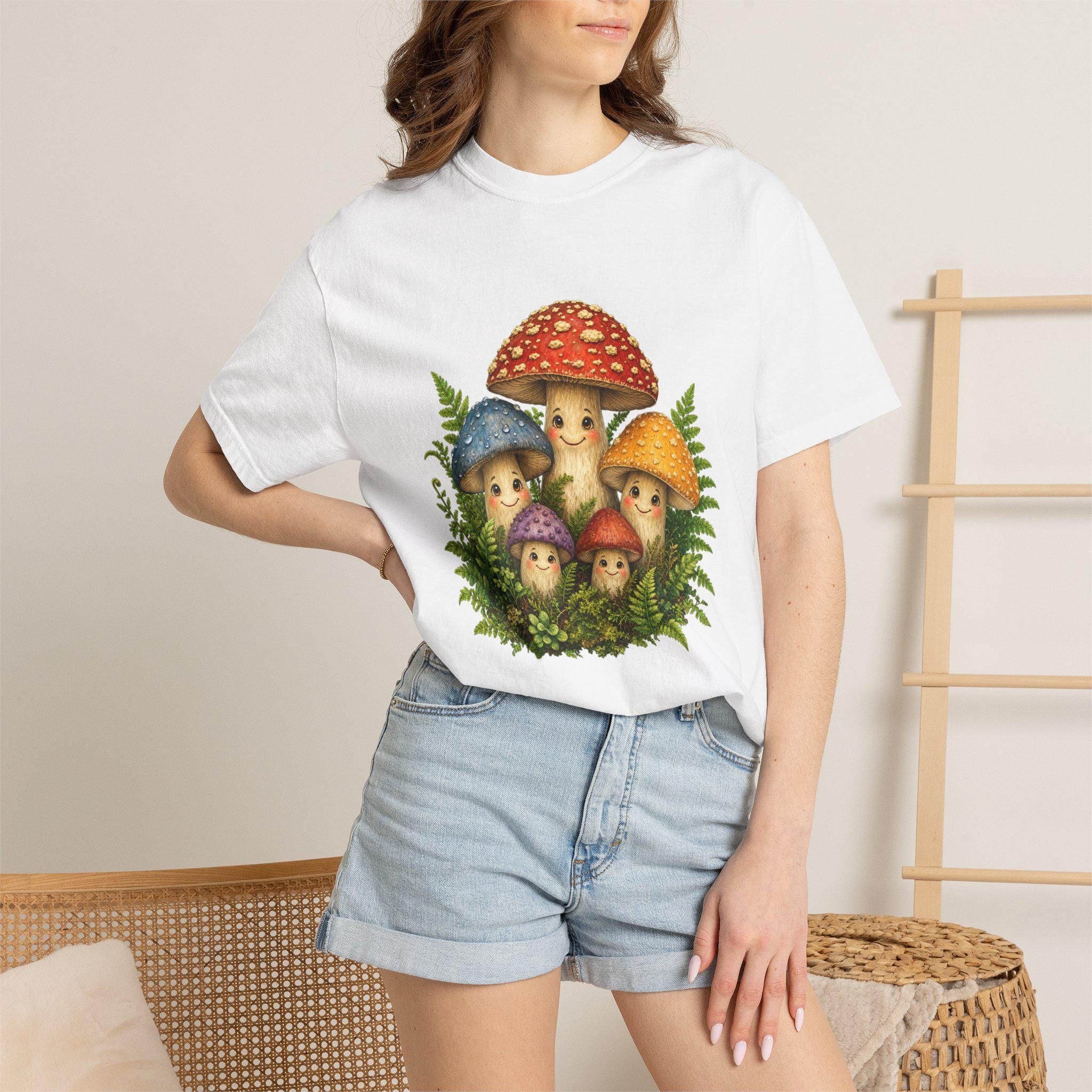 Mushroom T-Shirt Hand Drawn, Cottagecore Fungi Tee, Nature Gift, view 3
