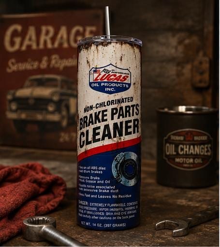 Brake Parts Cleaner Tumbler: Funny Mechanic Gift, Stainless Steel Cup (20oz/30oz), view 9