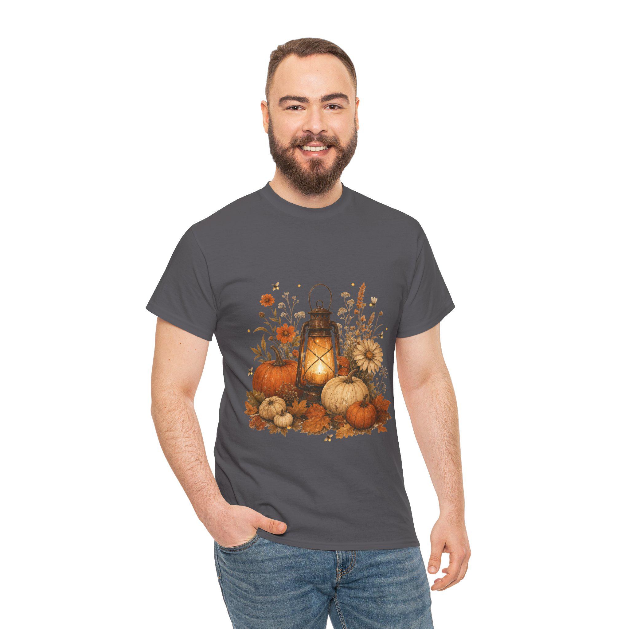 Vintage Pumpkin T-Shirt, Autumn Lantern Fall Tee, Cotton Halloween Shirt, view 13