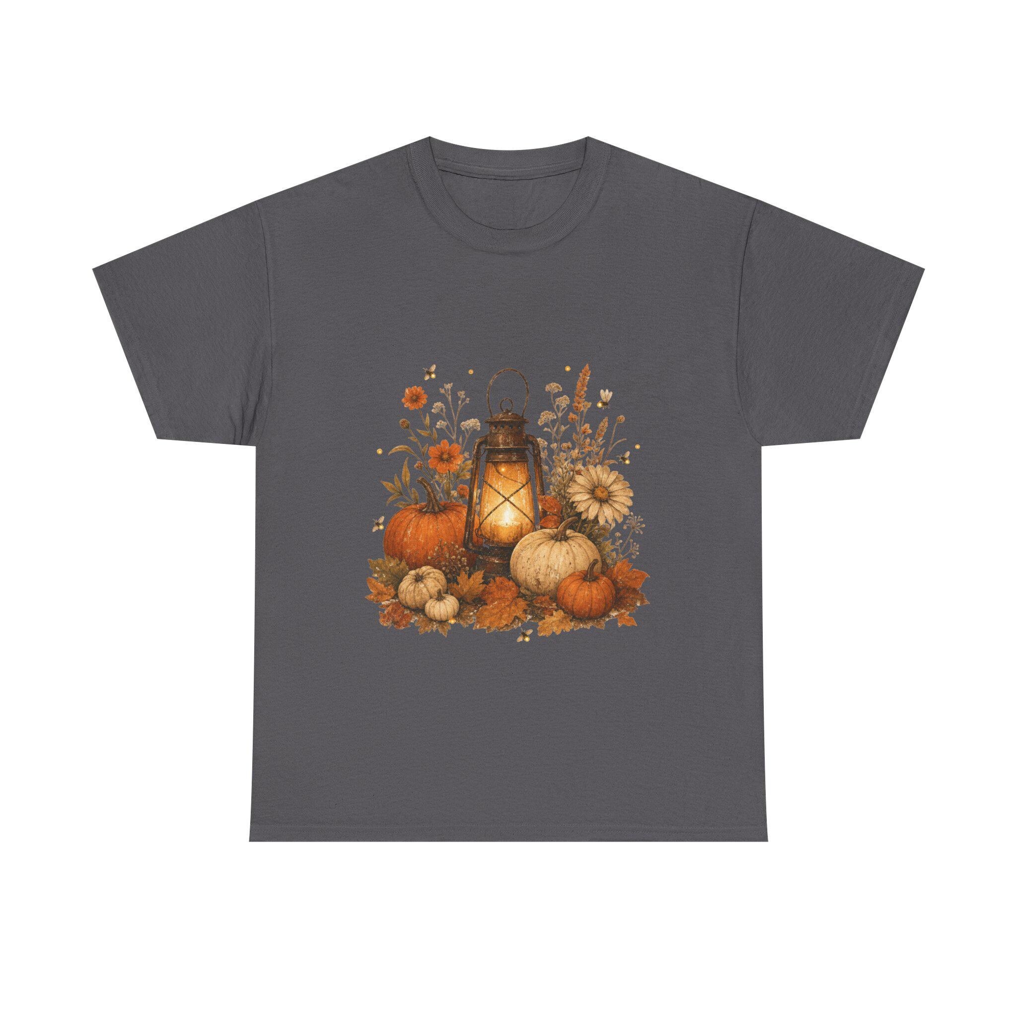 Vintage Pumpkin T-Shirt, Autumn Lantern Fall Tee, Cotton Halloween Shirt, view 7