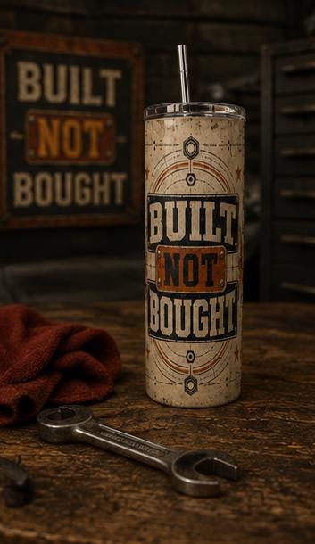 Built Not Bought Mechanic Tumbler, Vintage Garage Stainless Steel Cup, view 10