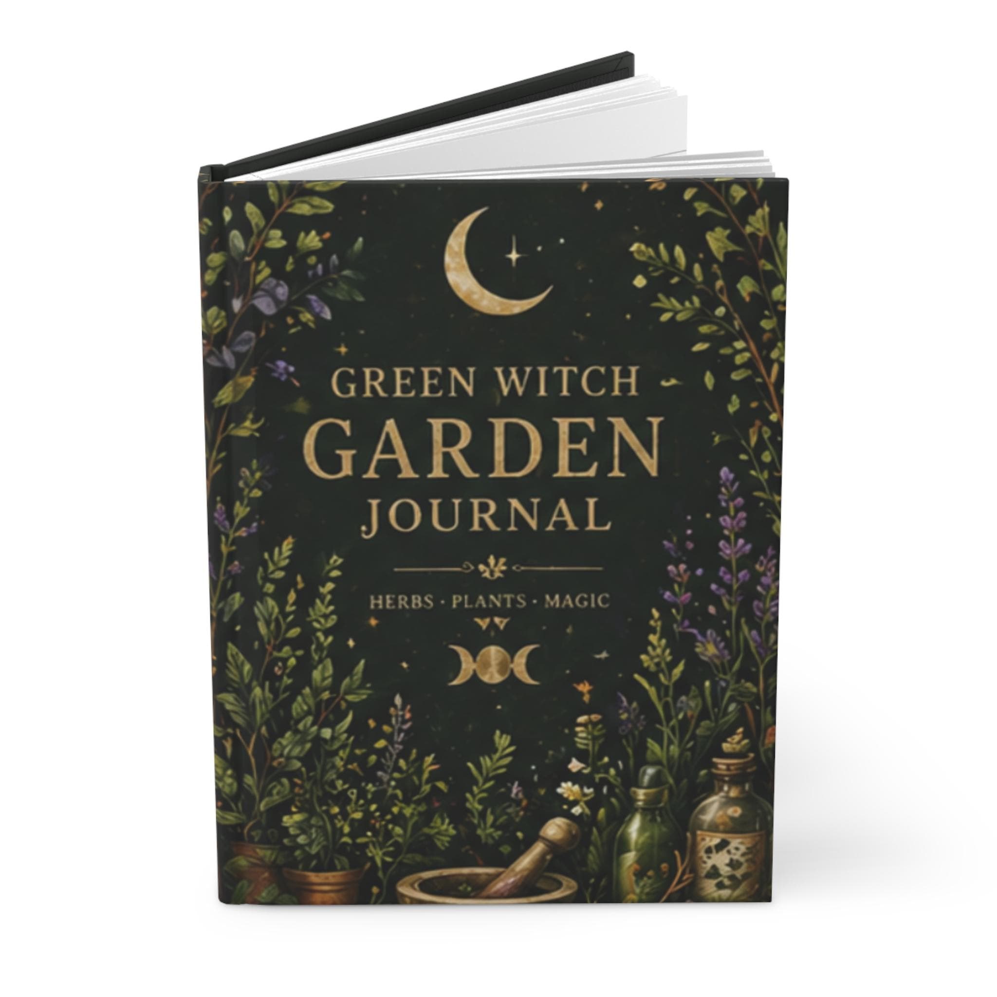 Herb Garden Journal, Green Witch Plant Hardcover Notebook, Gift for Gardener, view 5