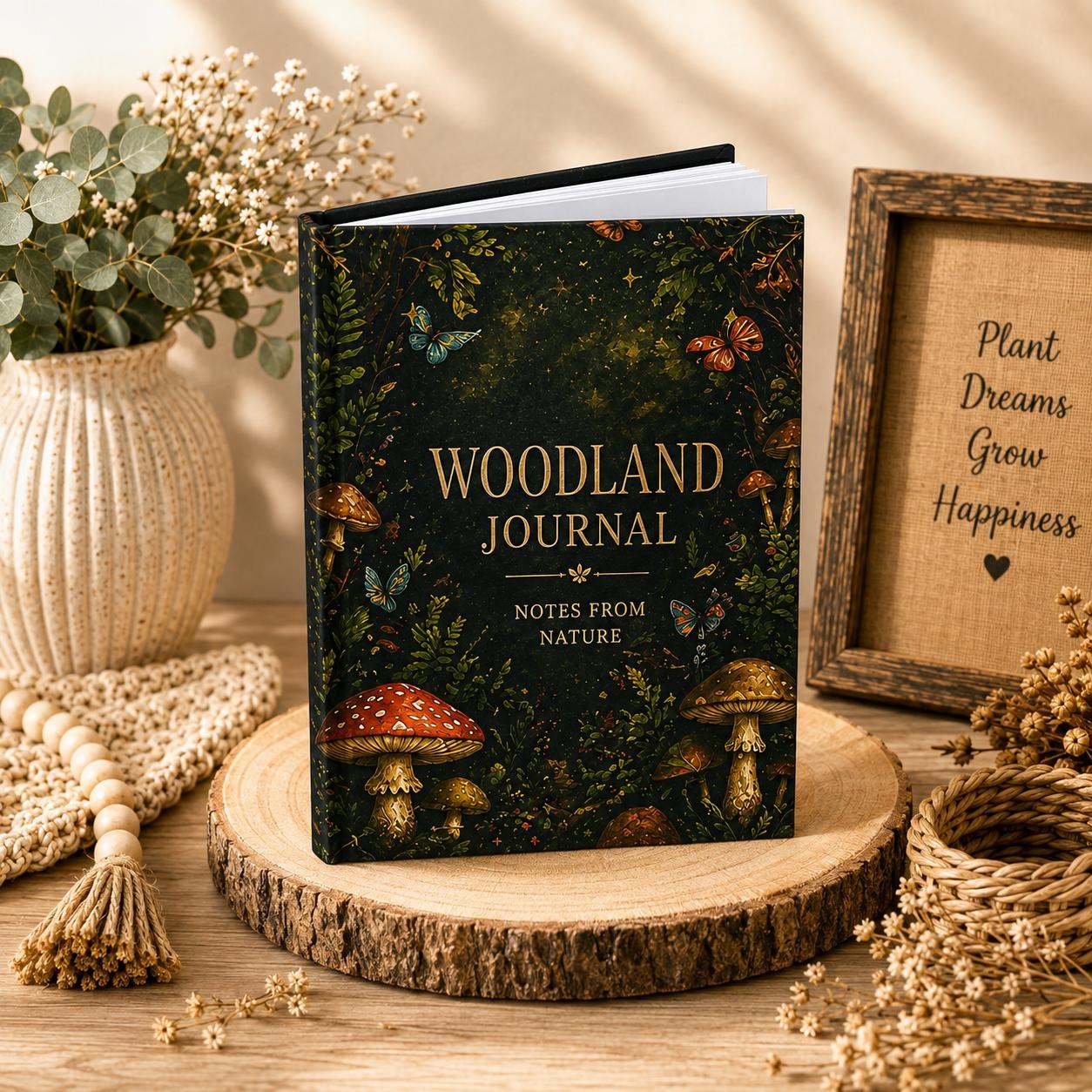 Mushroom Forest Journal, Woodland Nature Hardcover Notebook, Gift