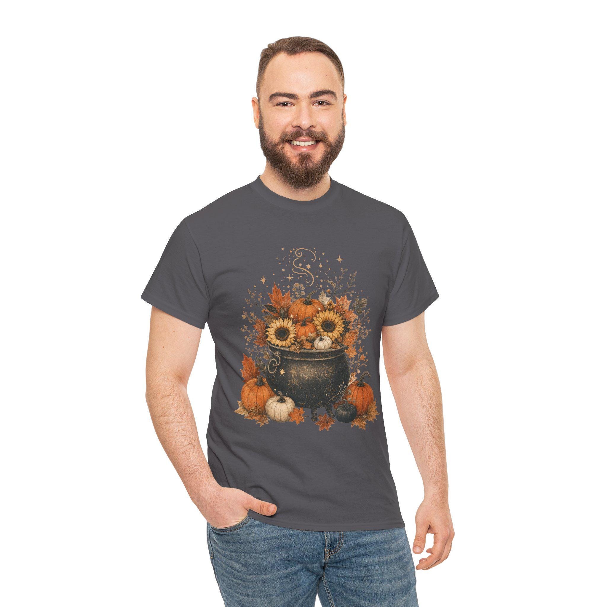 Pumpkin Witch Shirt, Cauldron Fall tee, Cozy Autumn Halloween Gift, view 13