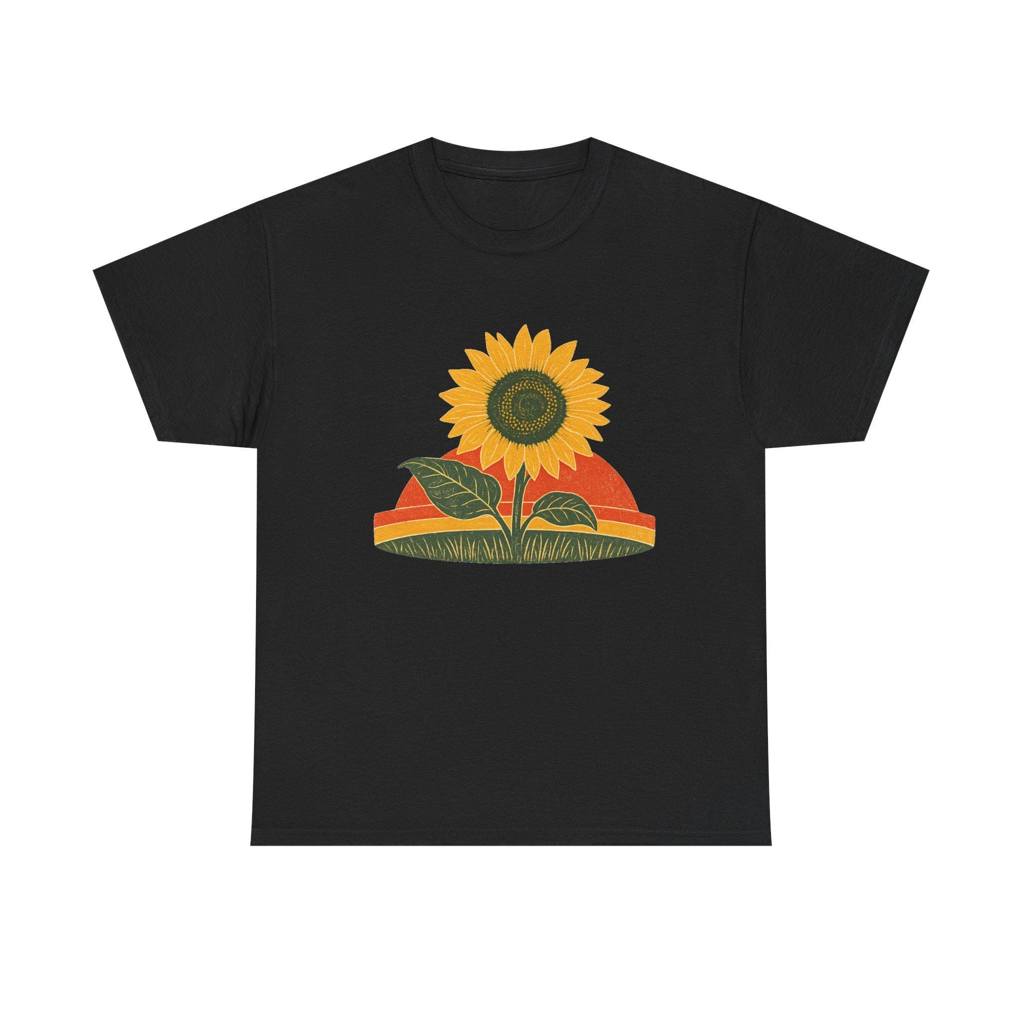 Retro Sunflower Sunset Shirt, Boho Graphic Tee, Sunflower Gift, view 3