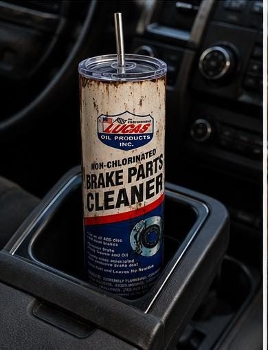 Brake Parts Cleaner Tumbler: Funny Mechanic Gift, Stainless Steel Cup (20oz/30oz), view 6