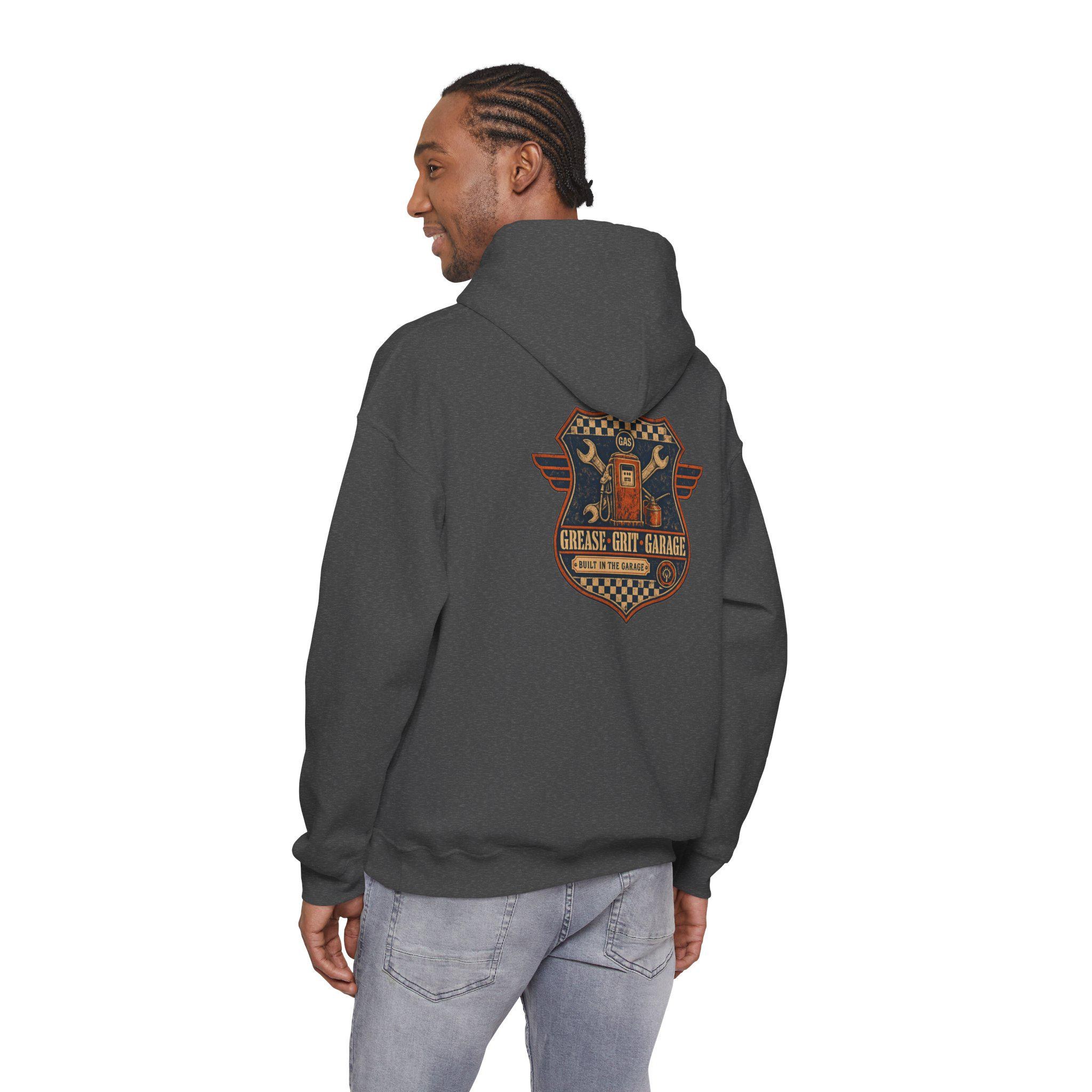 Mechanic Hoodie, Grease Grit Garage Pullover Sweatshirt, Gift for Him, view 17