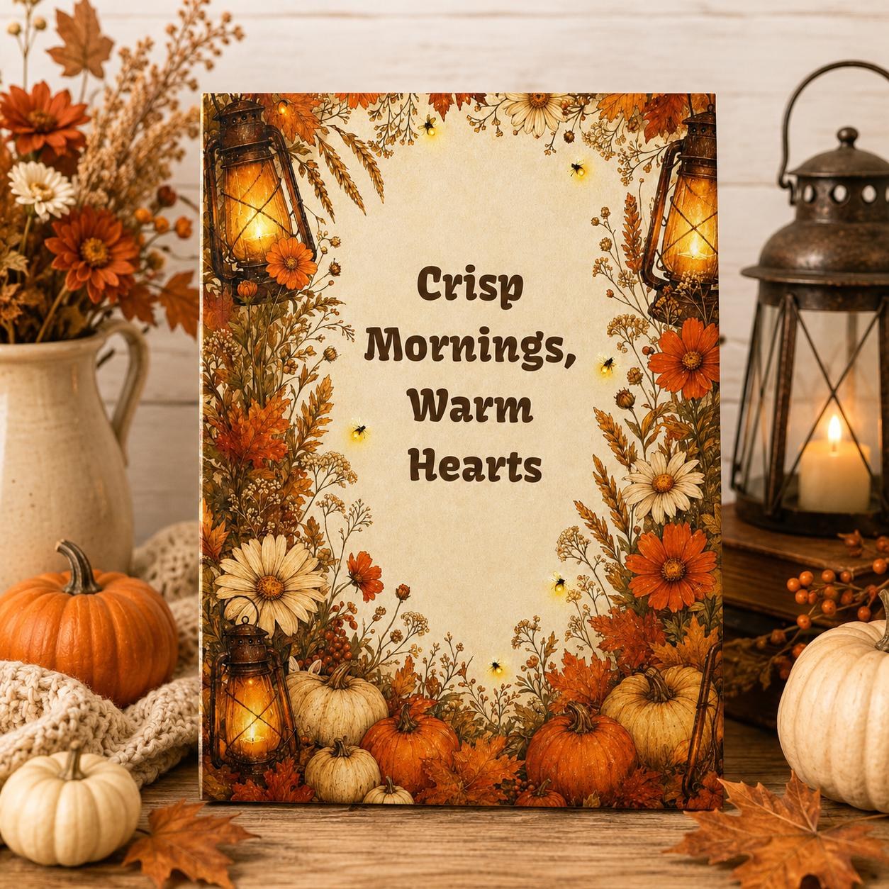 Autumn Pumpkin Floral Journal,Hardcover Fall Notebook, Cozy Gift for Her