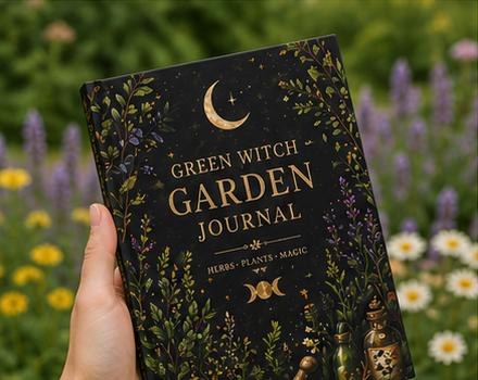 Herb Garden Journal, Green Witch Plant Hardcover Notebook, Gift for Gardener, view 9
