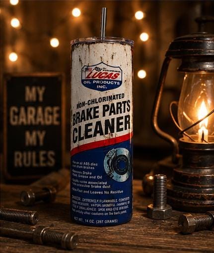 Brake Parts Cleaner Tumbler: Funny Mechanic Gift, Stainless Steel Cup (20oz/30oz), view 8