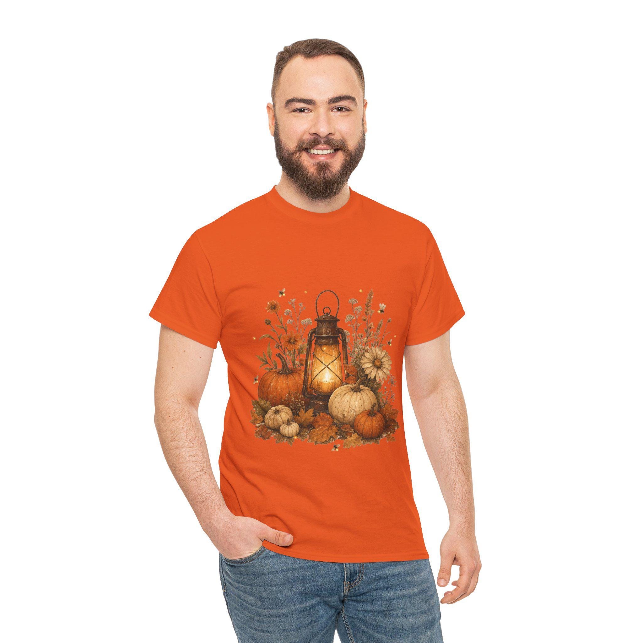 Vintage Pumpkin T-Shirt, Autumn Lantern Fall Tee, Cotton Halloween Shirt, view 12