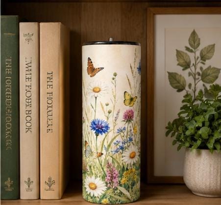 Wildflower Butterfly 20oz Skinny Tumbler Nature Lover Gift for Mom or Her, view 9