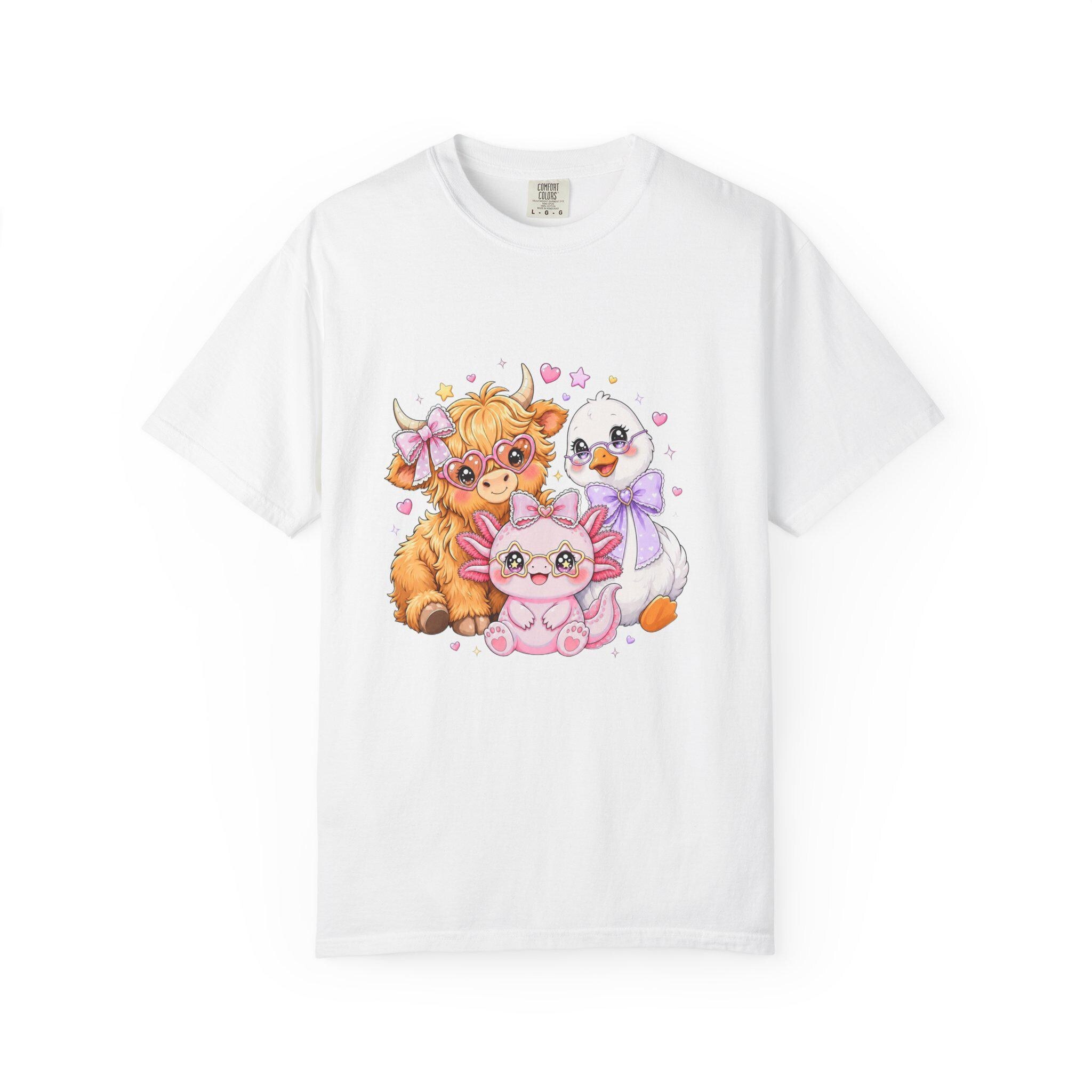 Farm Animal T-Shirt, Pastel Cow Chick Kitten Tee, Cute Cottagecore Gift, view 3