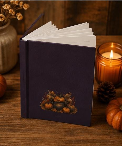 Fall Pumpkin Floral Journal, Sunflower Hardcover Notebook, Autumn Gift, view 11