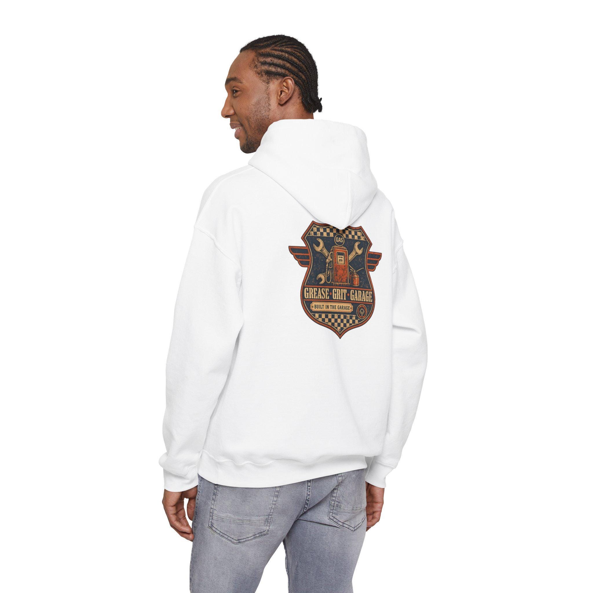 Mechanic Hoodie, Grease Grit Garage Pullover Sweatshirt, Gift for Him, view 14