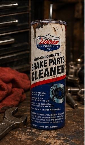 Brake Parts Cleaner Tumbler: Funny Mechanic Gift, Stainless Steel Cup (20oz/30oz), view 5