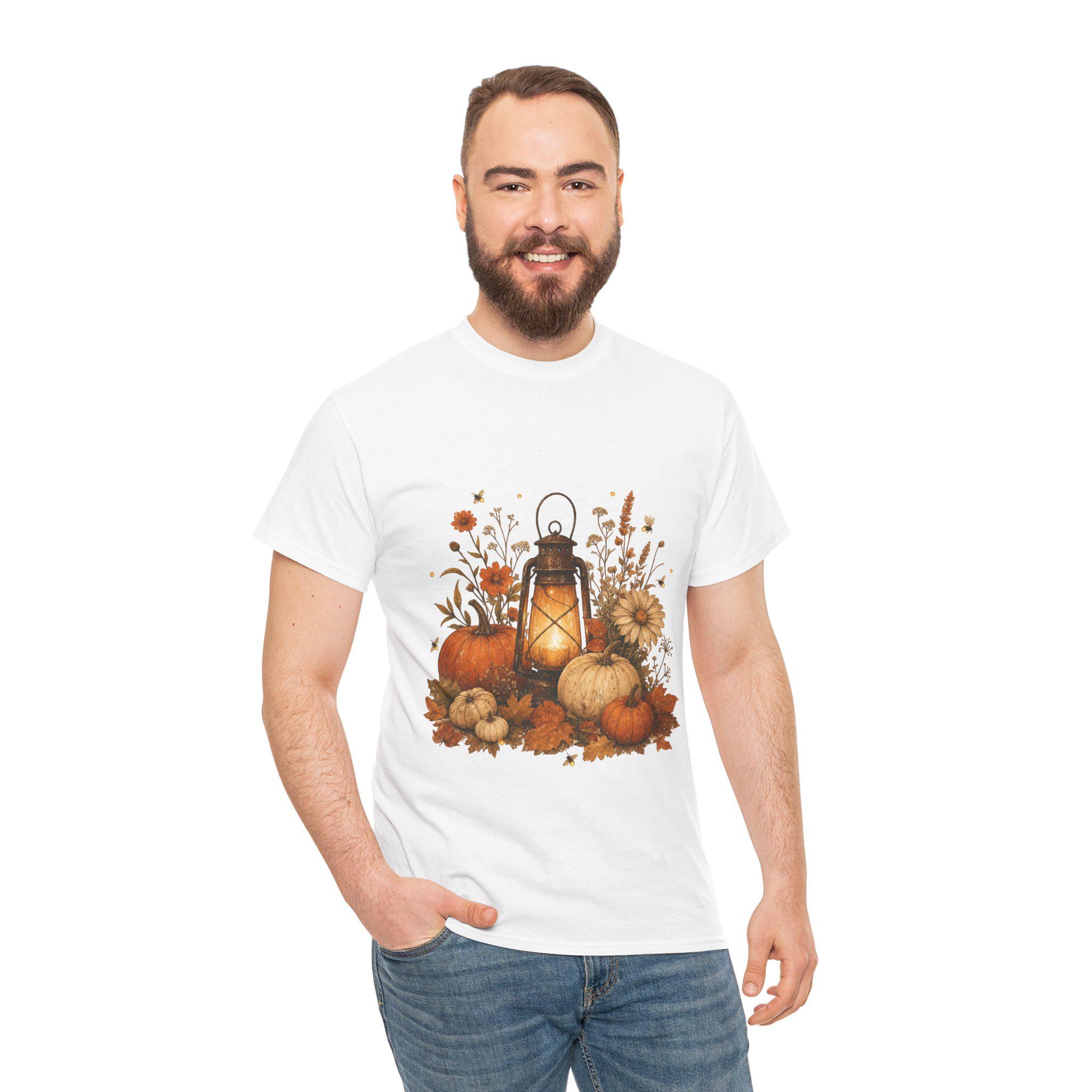 Vintage Pumpkin T-Shirt, Autumn Lantern Fall Tee, Cotton Halloween Shirt, view 9
