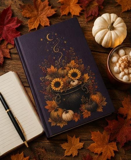 Fall Pumpkin Floral Journal, Sunflower Hardcover Notebook, Autumn Gift, view 5