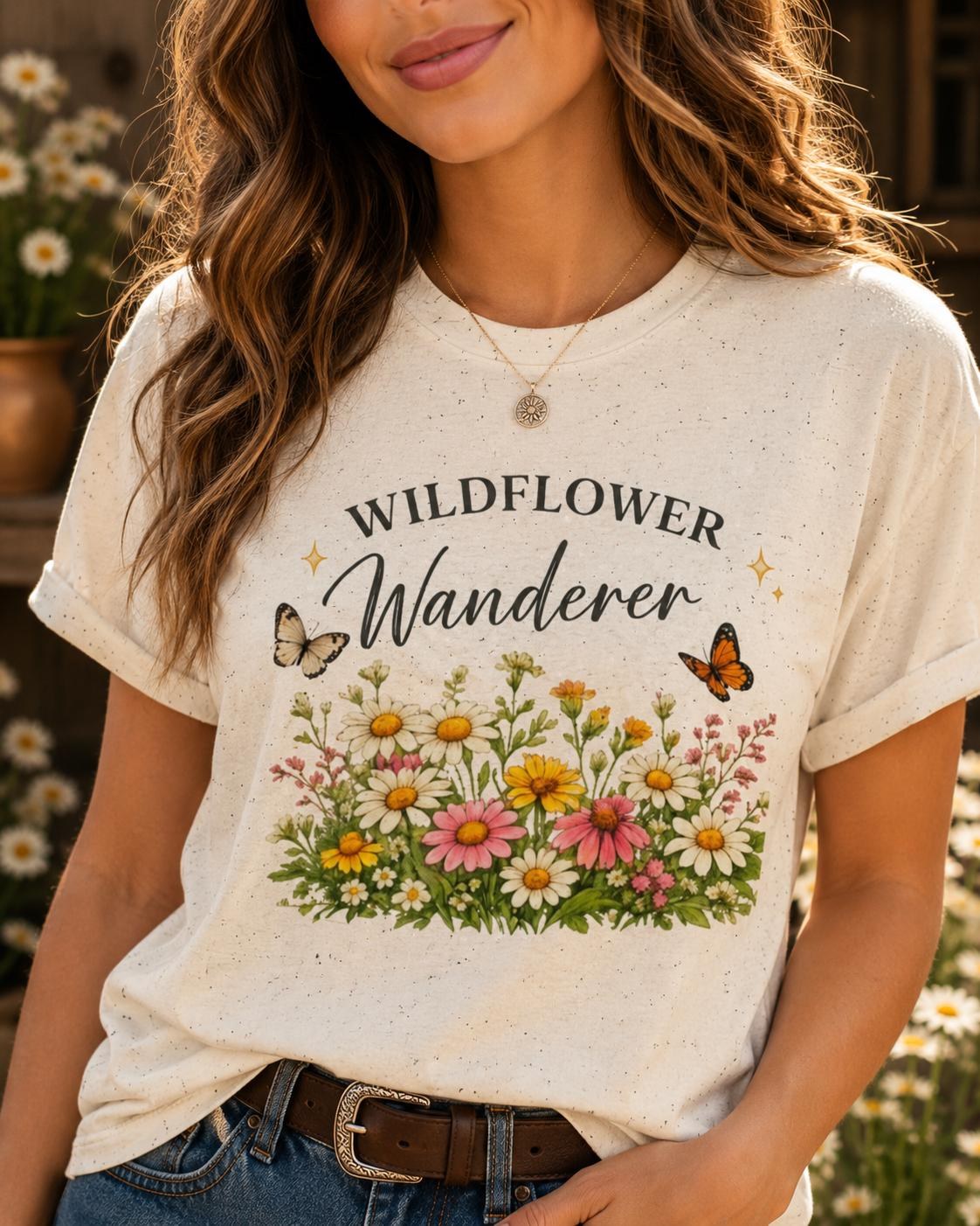 Wildflower T-Shirt, Botanical Butterfly Tee, Nature Lover Gift
