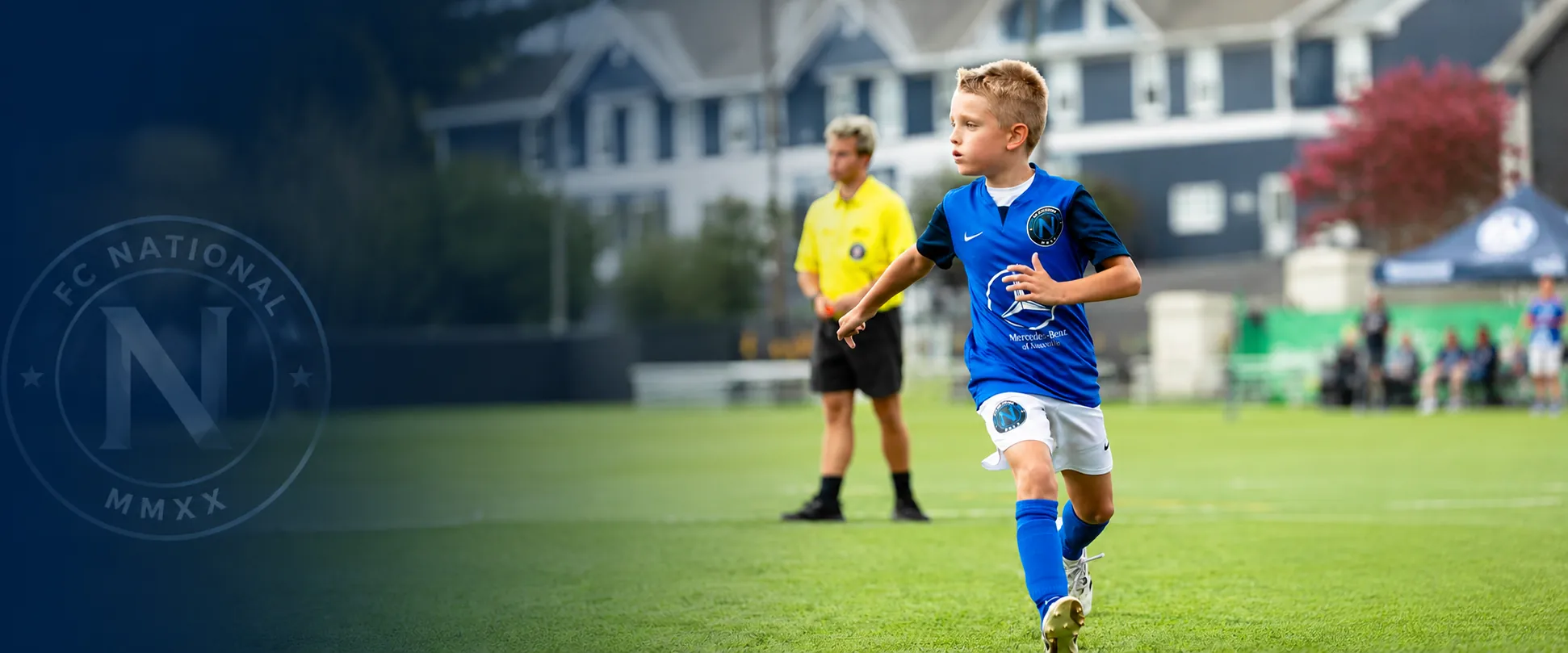 FC National players training on the soccer field