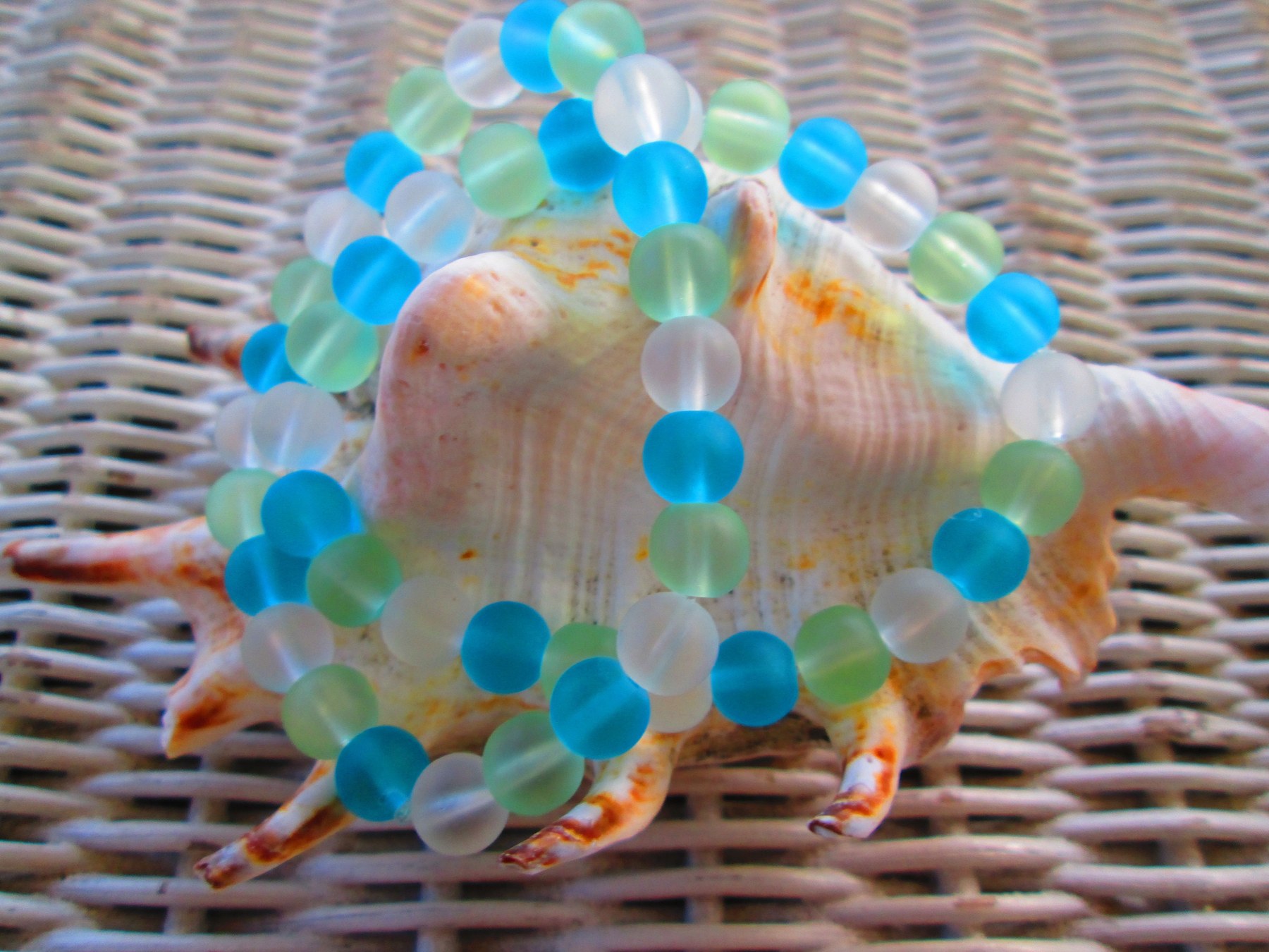 Sea Glass Beaded Bracelets: Stretch Cord, 8mm Round (PAIR), 1178, detail 5
