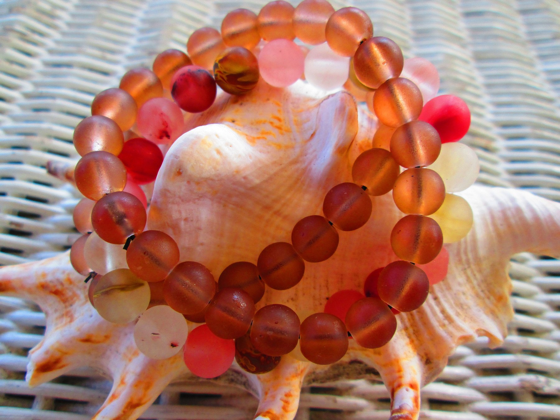 Handmade Cinnamon Brown & Cherry Quartz Beaded Bracelet Trio