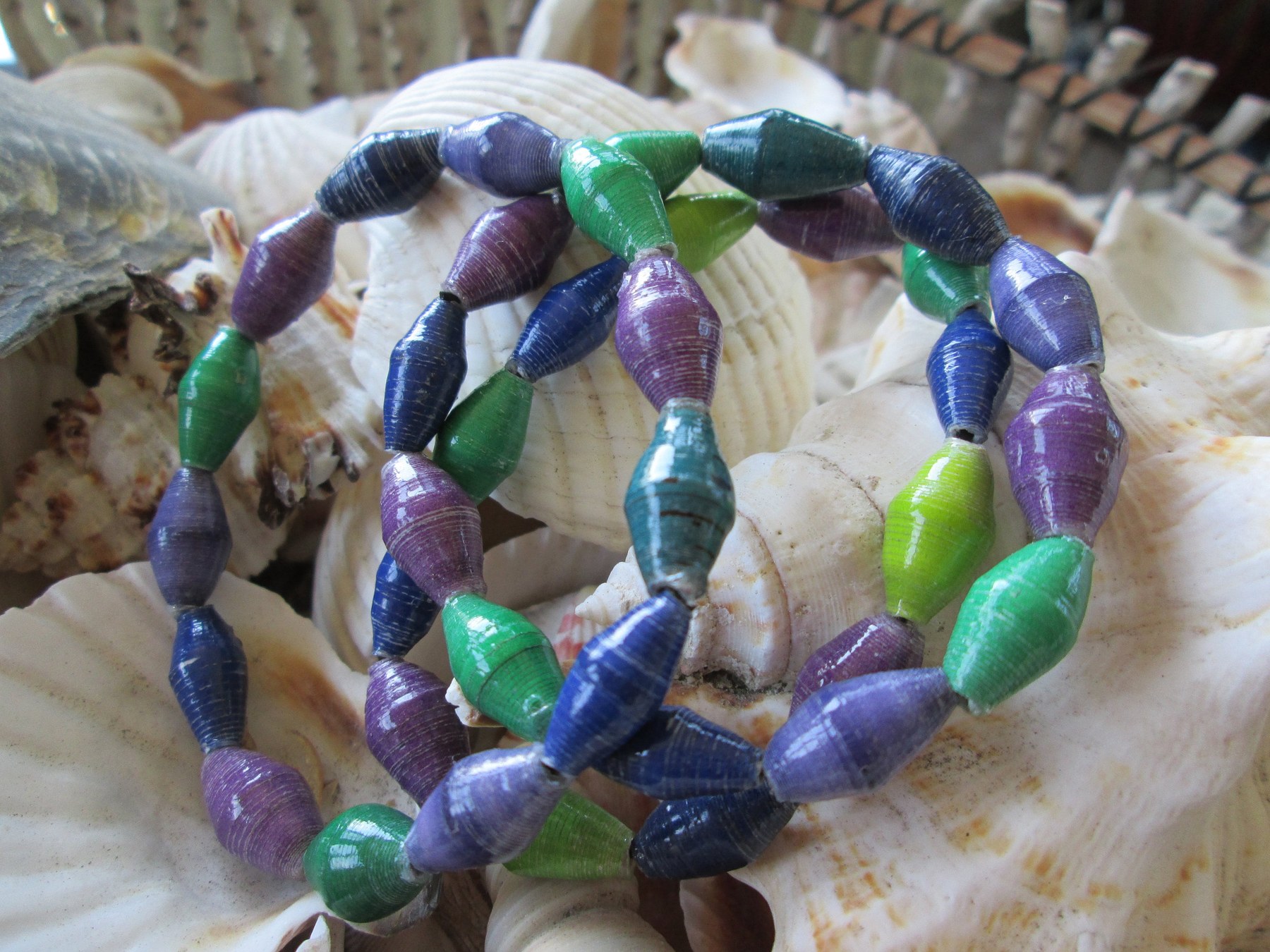 Bracelet trio, Outreach Uganda Vineyard paper beaded bracelets, 168