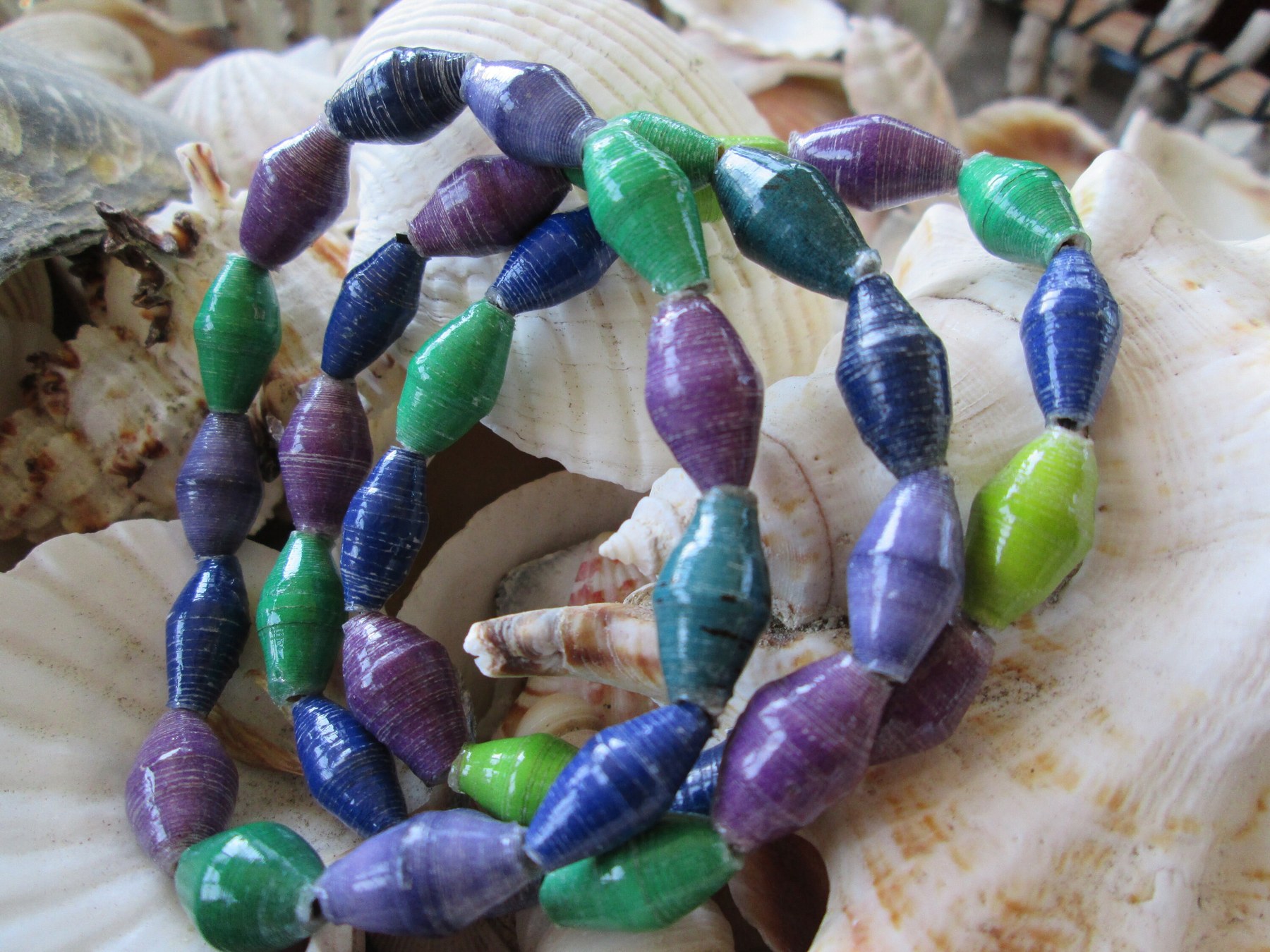 Bracelet trio, Outreach Uganda Vineyard paper beaded bracelets, 168, detail 4