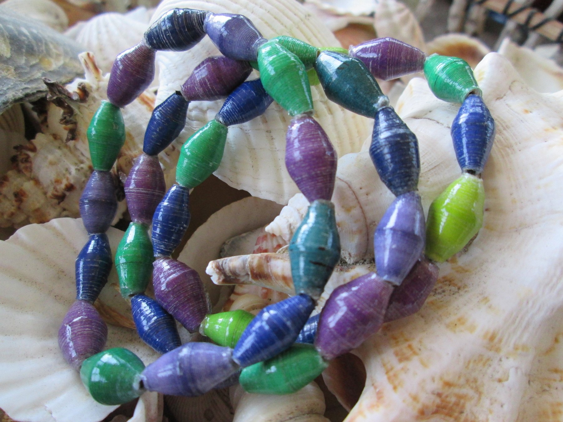 Bracelet trio, Outreach Uganda Vineyard paper beaded bracelets, 168, detail 5