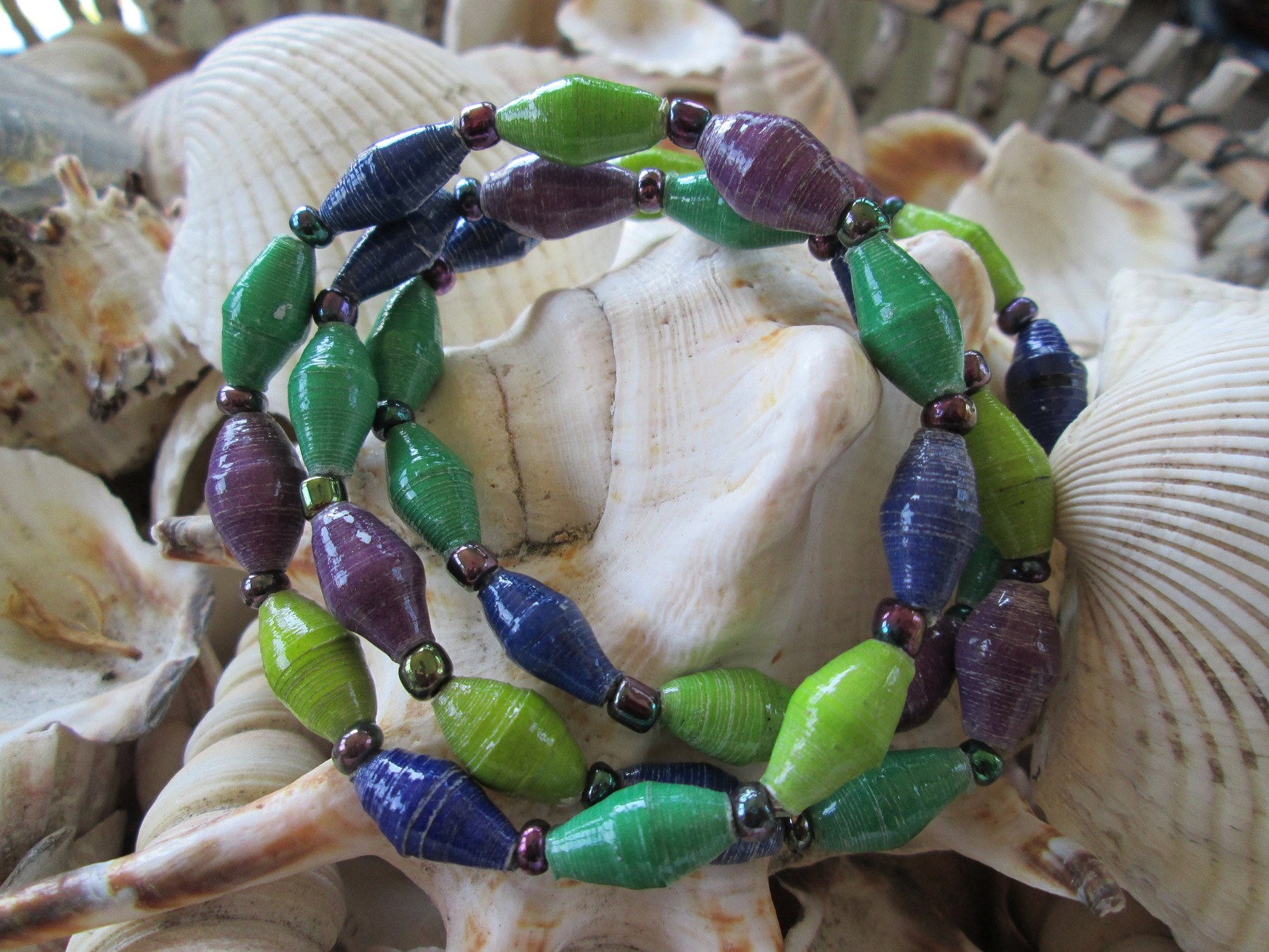 Bracelet trio, Outreach Uganda Vineyard beaded bracelets, 169, detail 2