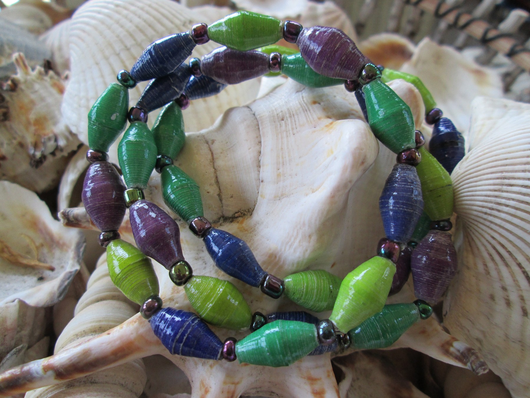 Bracelet trio, Outreach Uganda Vineyard beaded bracelets, 169, detail 3