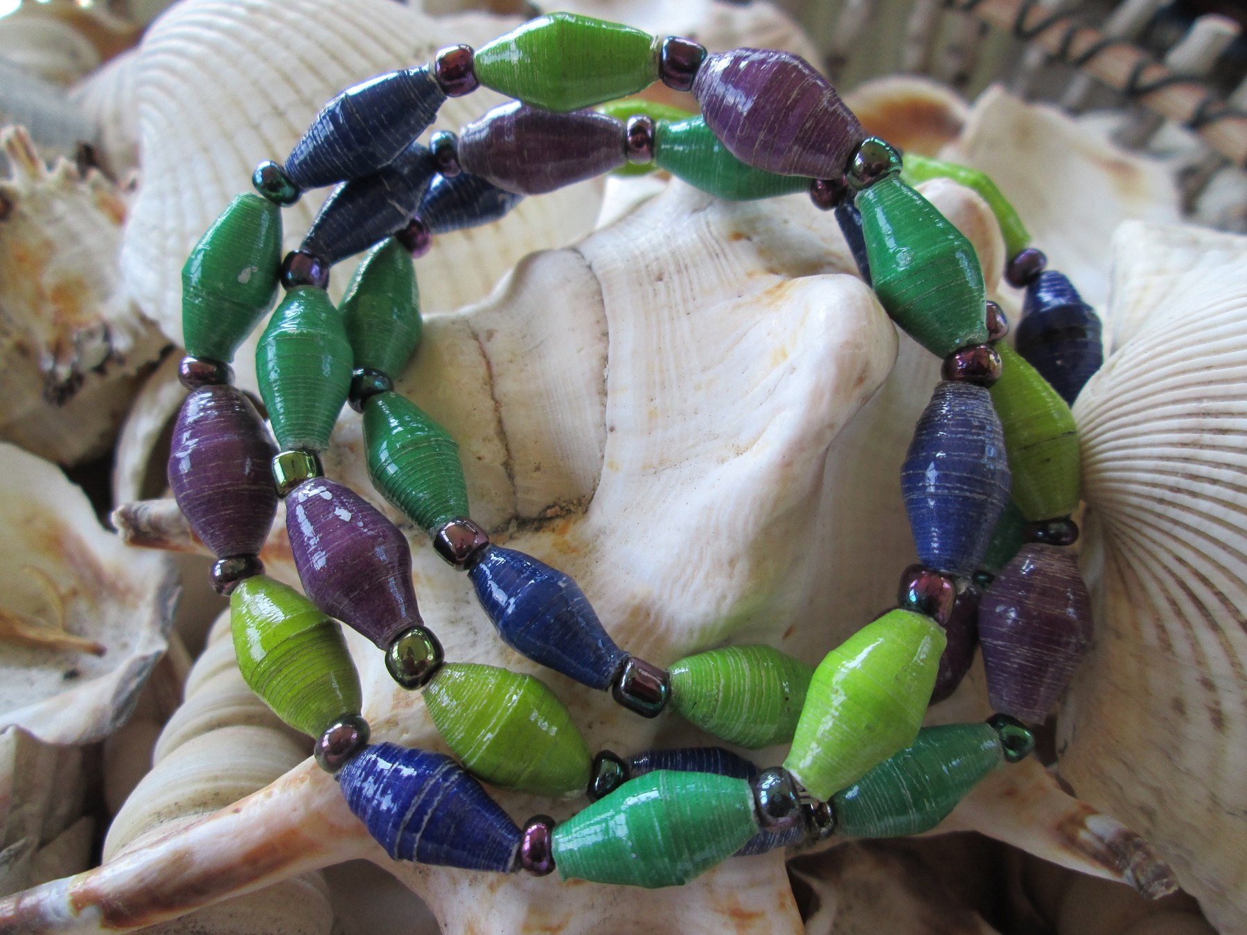 Bracelet trio, Outreach Uganda Vineyard beaded bracelets, 169, detail 5