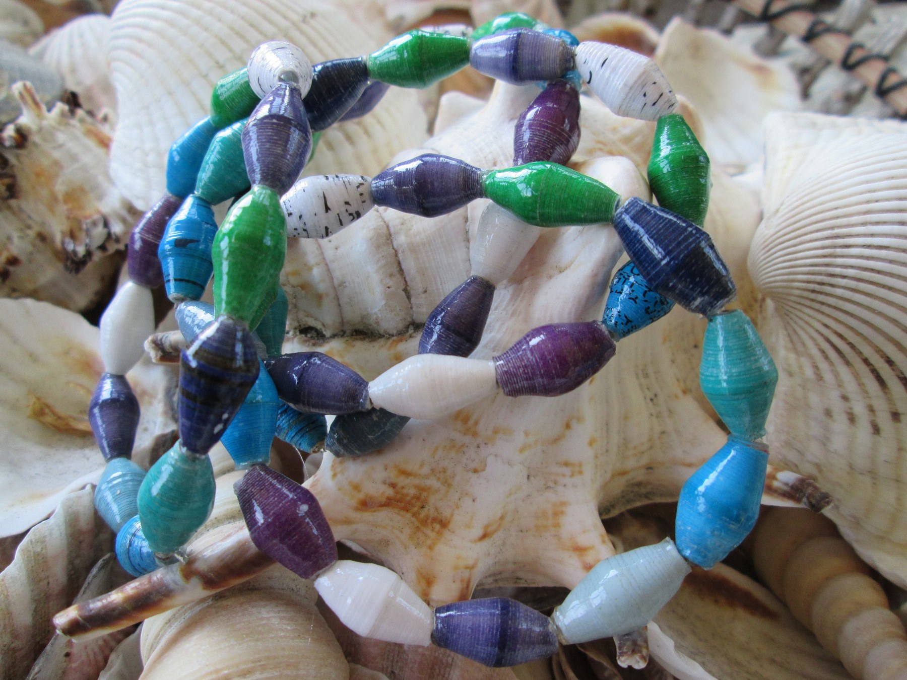 Bracelet trio, Outreach Uganda Island paper bead bracelets, 171